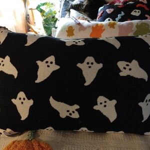 T.J.Maxx Black and White Ghost Holiday Pillow